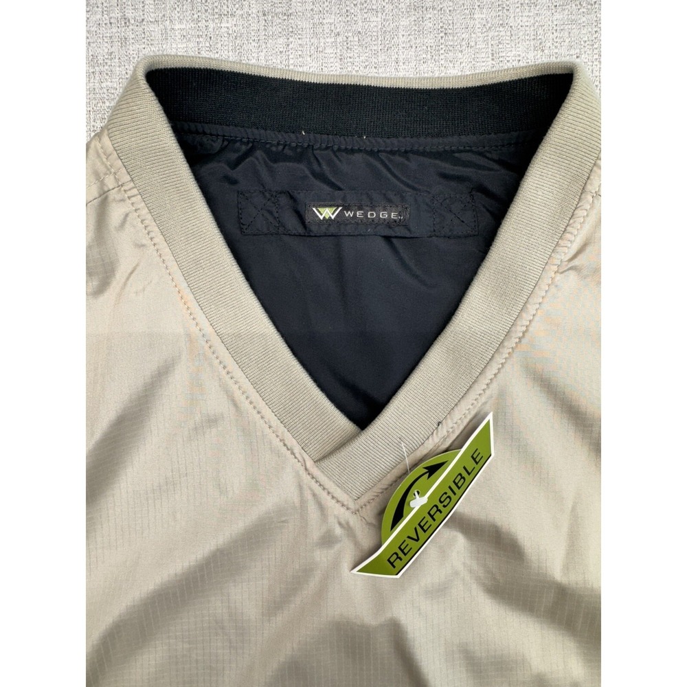 Wedge Men's VNeck Windbreaker Golf Vest Reversible Size L Black to Tan Pockets